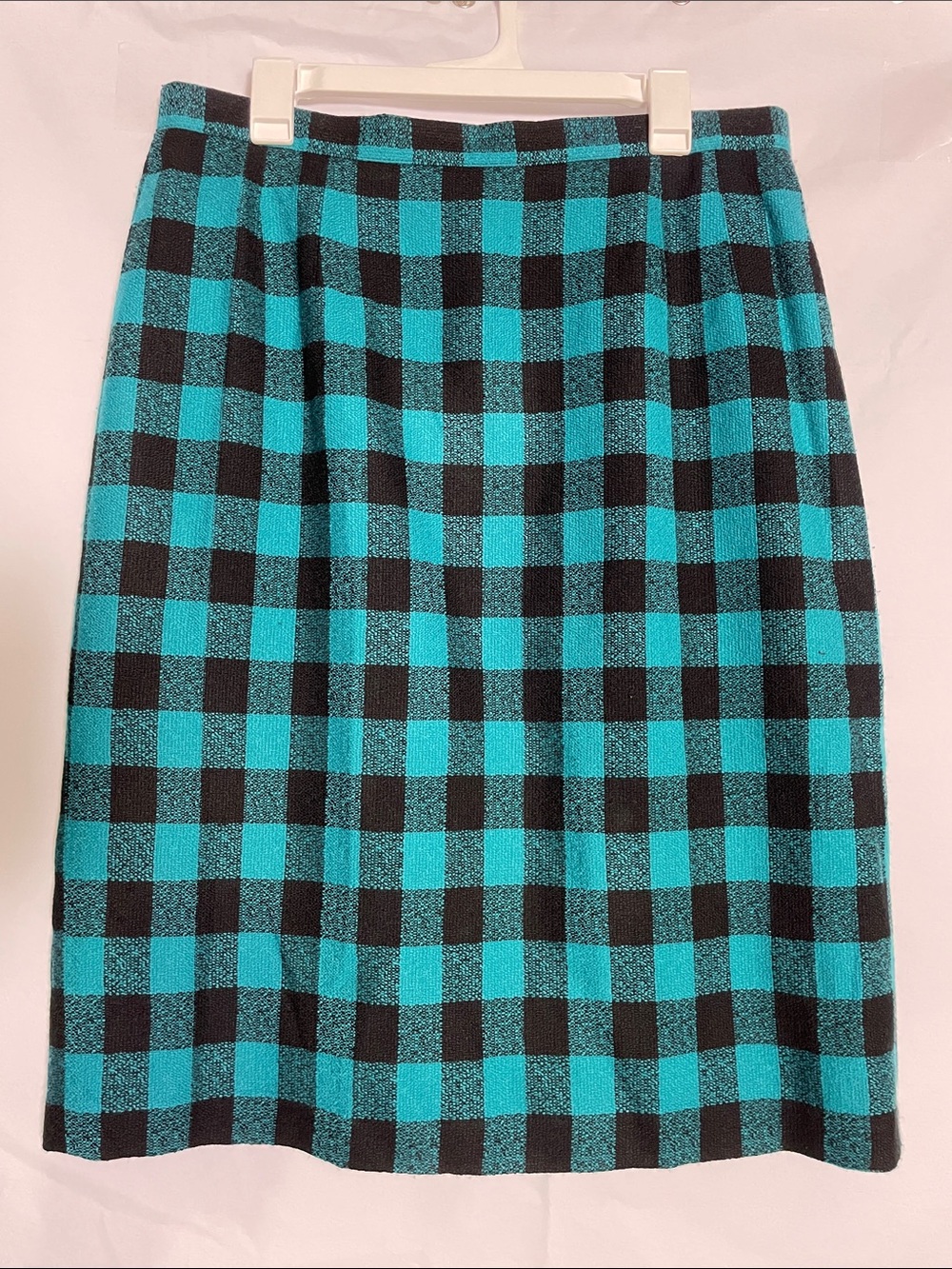 Turquoise and Black Plaid Women's Skirt, size 18